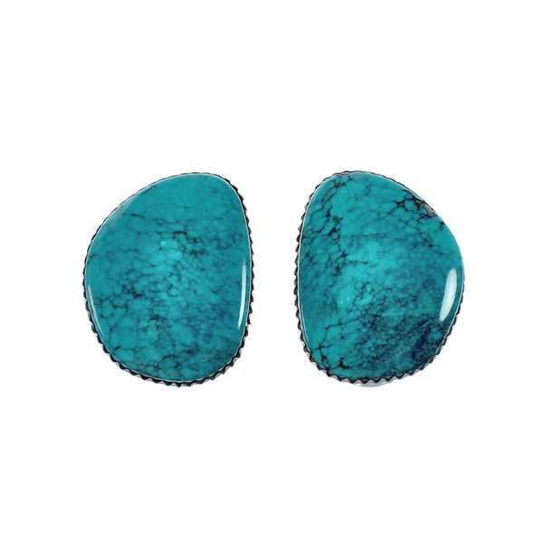 Native American Turquoise Sterling Silver Post Earrings X11306